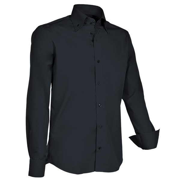 Giovanni Capraro Shirt Heren Zwart Lange Mouw Button Down